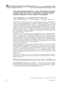 Анализ полиморфизма гена метилентетрагидрофолатредуктазы у больных артериальной гипертонией в Республике Мордовия