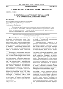 Развитие правосистемных образований как проявление динамики права