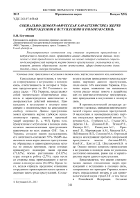 Социально-демографическая характеристика жертв принуждения к вступлению в половую связь