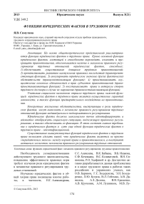 Функции юридических фактов в трудовом праве