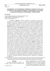 Специфика и тенденции развития законодательства в сфере гражданского оборота земельных участков особо охраняемых природных территорий