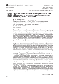 Моделирование и прогнозирование показателей эффективности образовательной деятельности высшего учебного заведения