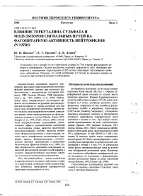 Влияние тербуталина сульфата и модуляторов сигнальных путей на фагоцитарную активность нейтрофилов in vitro