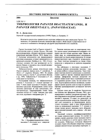 Эмбриология Papaver bracteatum Lindl. и Рарaver orientale L. (Papaveraceae)