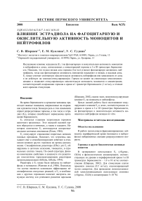 Влияние эстрадиола на фагоцитарную и окислительную активность моноцитов и нейтрофилов