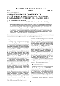 Физиологические особенности устойчивых к ванкомицину штаммов коагулазонегативных стафилококков