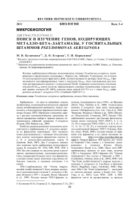 Поиск и изучение генов, кодирующих металло-бета-лактамазы, у госпитальных штаммов Pseudomonas aeruginosa