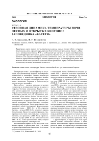 Сезонная динамика температуры почв лесных и открытых биотопов заповедника «Басеги»