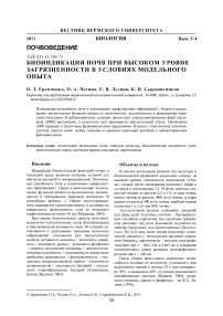Биоиндикация почв при высоком уровне загрязненности в условиях модельного опыта
