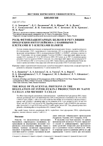 Роль фетоплацентарных белков в регуляции продукции интерлейкина-2 наивными Т-клетками и Т-клетками памяти