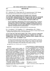 Анализ динамики выделения штаммов холерных вибрионов из объектов окружающей среды на территории Российской Федерации с 1989 по 2016 гг. с помощью авторской ГИС