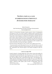 The soul-parts as a cause of embryogenesis in Aristotle's De generatione animalium