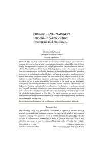 Proclus the neoplatonist's proposals on education: epistemological prolegomena