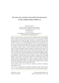 Playing and laughing gods of Plato's dialogues in the commentaries of Proclus