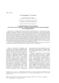 Инфинитивные предложения и их место в парадигме элементарных простых предложений как единиц языка