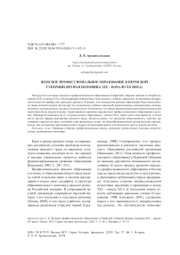 Женское профессиональное образование в Пермской губернии (вторая половина XIX - начало XX века)