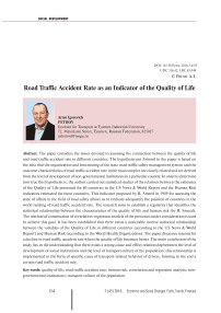 Road traffic accident rate as an indicator of the quality of life