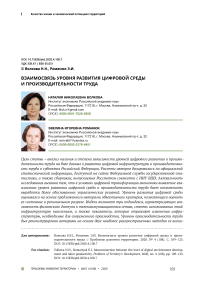 Взаимосвязь уровня развития цифровой среды и производительности труда