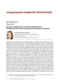 Барьеры гражданского участия в деятельности некоммерческих организаций: региональное измерение