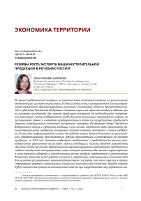 Резервы роста экспорта машиностроительной продукции в регионах России