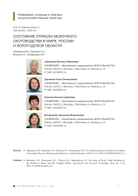 Состояние отрасли молочного скотоводства в мире, России и Вологодской области