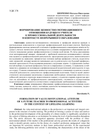 Формирование ценностно-мотивационного отношения будущего учителя к профессиональной деятельности в контексте непрерывного образования