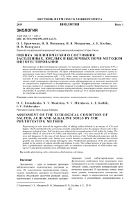 Оценка экологического состояния засоленных, кислых и щелочных почв методом фитотестирования