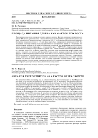Площадь питания дерева как фактор его роста