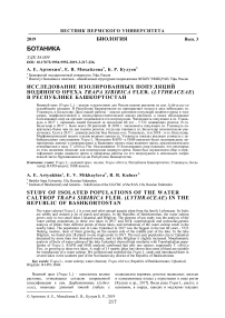 Исследование изолированных популяций водяного ореха Trapa sibirica Fler. (Lythraceae) в Республике Башкортостан