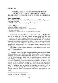 Victorian social problem novel tradition in the XXI century: A week in December by Sebastian Faulks and Capital by John Lanchester