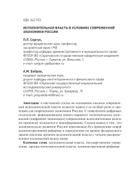 Исполнительная власть в условиях современной экономики России