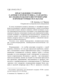 Представления студентов о "кризисе второкурсника": разработка исследовательского инструментария и промежуточные результаты