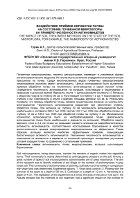 Воздействие приёмов обработки почвы на состояние почвенной микрофлоры на примере численности актиномицетов