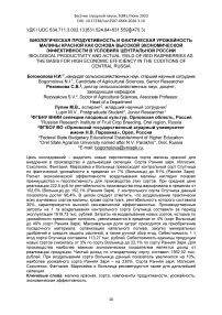 Биологическая продуктивность и фактическая урожайность малины красной как основа высокой экономической эффективности в условиях центральной России