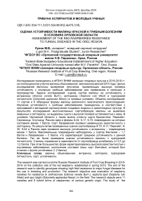 Оценка устойчивости малины красной к грибным болезням в условиях Орловской области