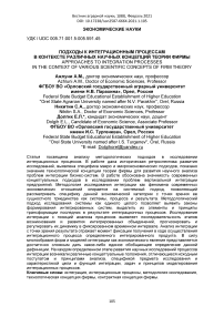 Подходы к интеграционным процессам в контексте различных научных концепций теории фирмы