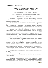 Влияние уровня освещенности на продуктивность кресс-салата