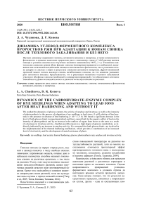 Динамика углевод - ферментного комплекса проростков ржи при адаптации к ионам свинца после теплового закаливания и без него