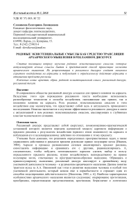 Родовые экзистенциальные смыслы как средство трансляции архаического мышления в рекламном дискурсе