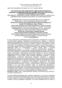 Онтогенетические изменения содержания крахмала и активности амилолитических ферментов в листьях гороха в аспекте продуктивности растений