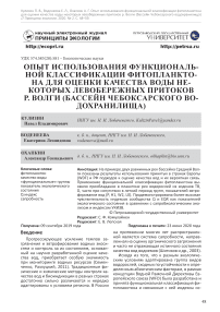 Опыт использования функциональной классификации фитопланктона для оценки качества воды некоторых левобережных притоков р. Волги (бассейн Чебоксарского водохранилища)