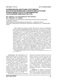Формирование адаптации спортсменов высокой квалификации к физическим нагрузкам разных видов спорта путем изменения соотношения компонентов тела
