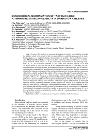 Sonochemical micronization of taxifolin aimed at improving its bioavailability in drinks for athletes