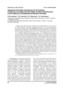 Физиологические особенности и резервы сердечно-сосудистой системы профессиональных спортсменок в прединволютивном периоде