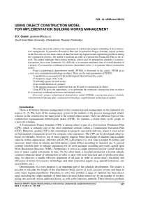 Using object construction model for implementation building works management