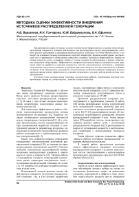 Методика оценки эффективности внедрения источников распределенной генерации