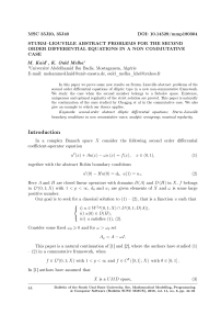 Sturm-Liouville abstract problems for the second order differential equations in a non commutative case