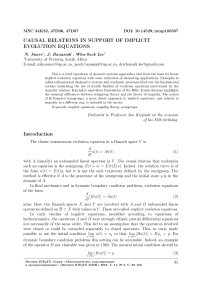 Causal relations in support of implicit evolution equations