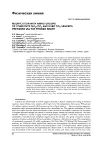 Modification with amino groups of composite SiO2-TiO2 and pure TiO2 spheres prepared via the peroxo route