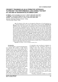 Crossfit trainings as an alternative approach to prevent the performance loss during the rest of the end of season in elite wrestlers